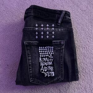 Ksubi Black Skinny Jeans with White Graphic